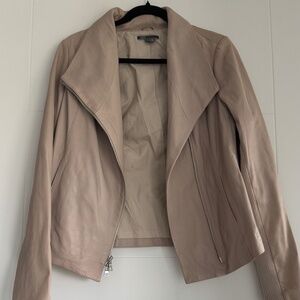 Vince Zip Up Leather Jacket , Size L, Beige, Worn Once